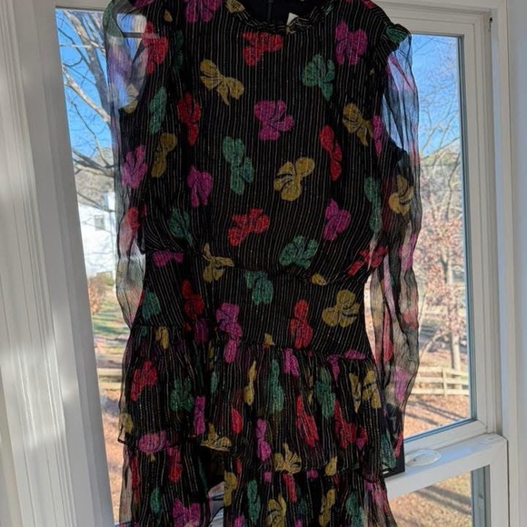 SALONI Dresses & Skirts - SALONI Black Dress with Multicolor Butterfly Print